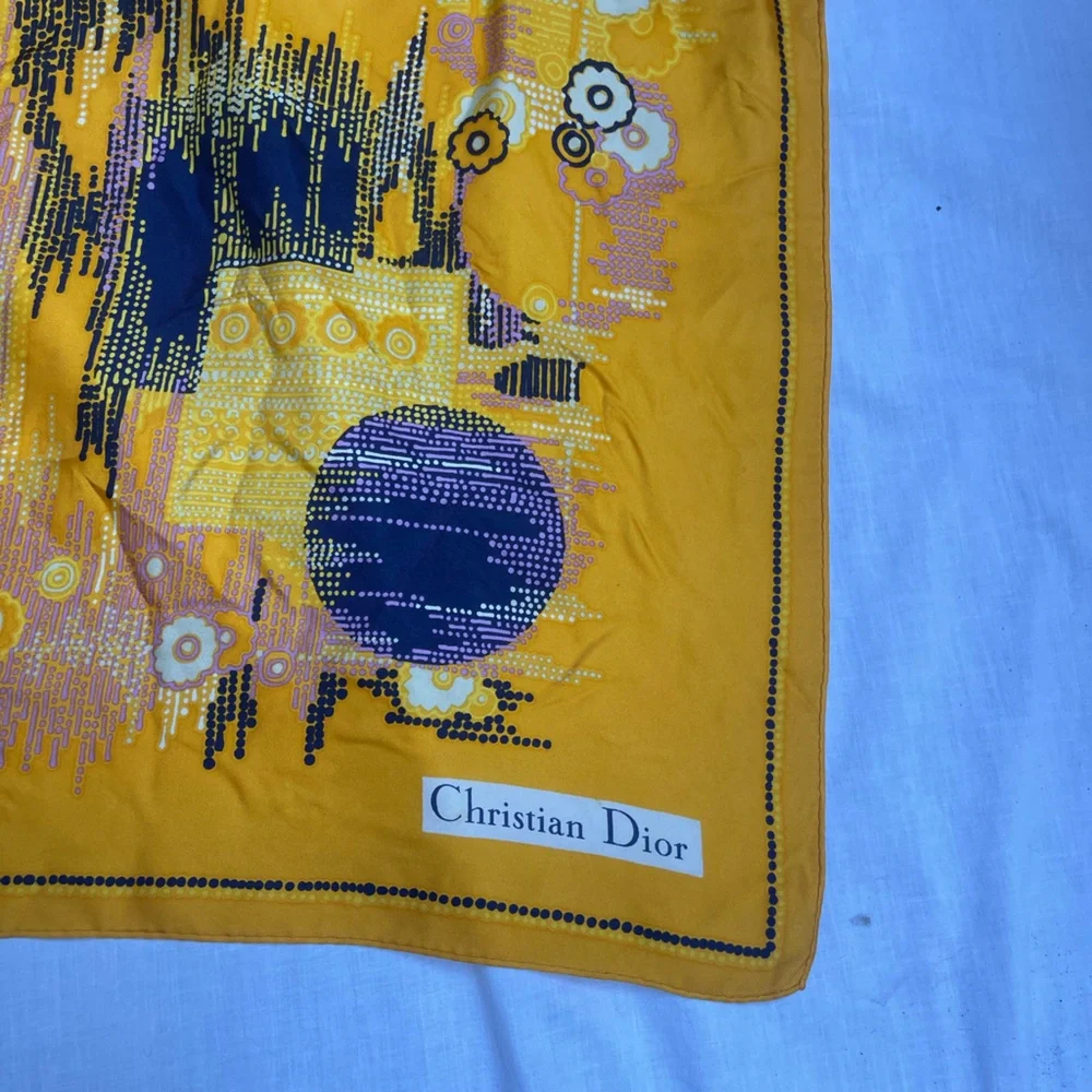 Dior Yellow and Black Scarf 31” X 31”
